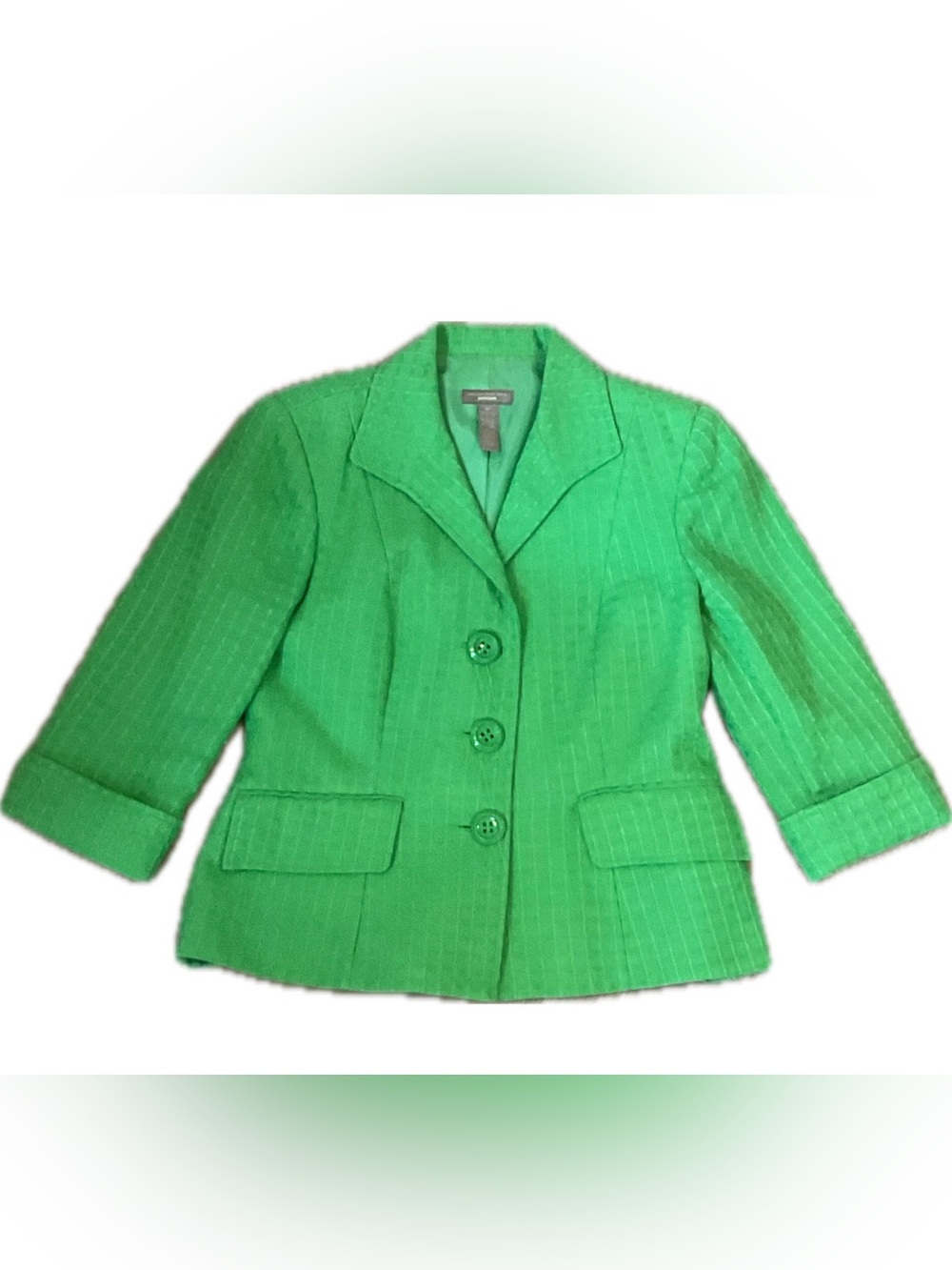 Investments Petites Vibrant 3 Button Blazer in a Kelly Green